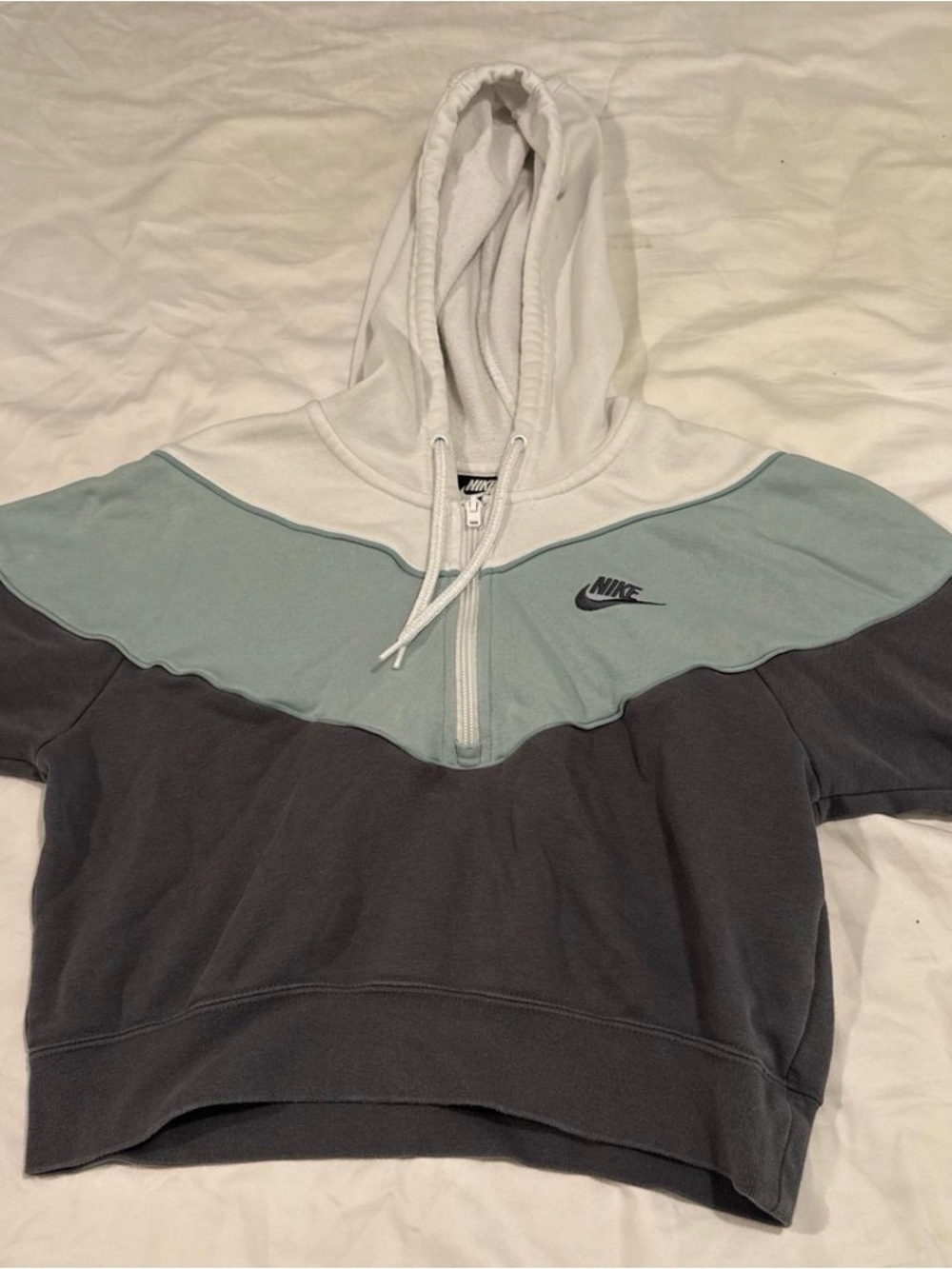 Nike White Zip-Up Hoodie with Black Tag